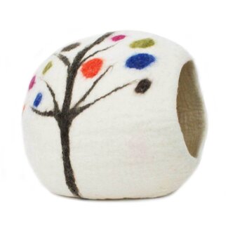 Nepal Felt Cat Cave - Colourful Tree