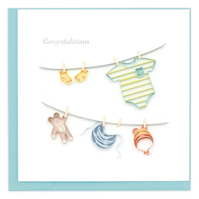 Quilled Card - Baby Clothesline