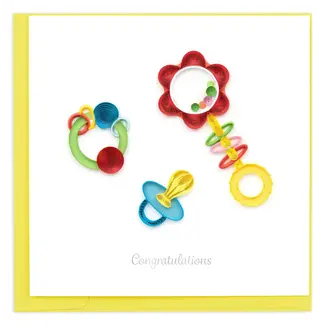 Vietnam Quilled Card - Baby Rattles