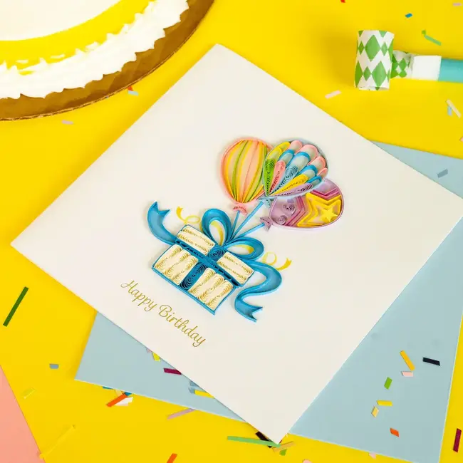 Quilling Card - Birthday Balloon Surprise