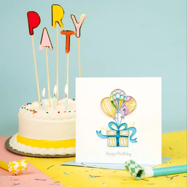 Quilled Card - Birthday Balloon Surprise