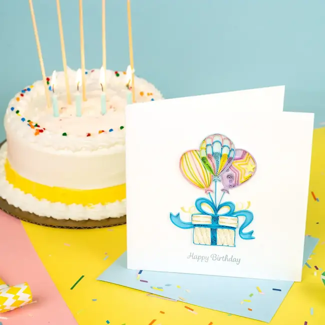 Quilling Card - Birthday Balloon Surprise