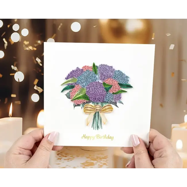 Quilling Card - Birthday Hydrangea Bouquet