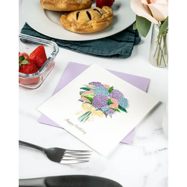 Quilling Card - Birthday Hydrangea Bouquet