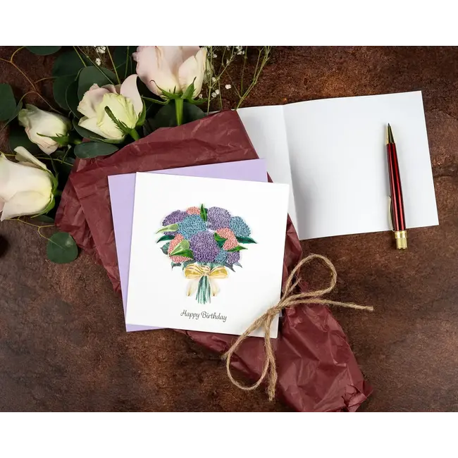 Quilling Card - Birthday Hydrangea Bouquet
