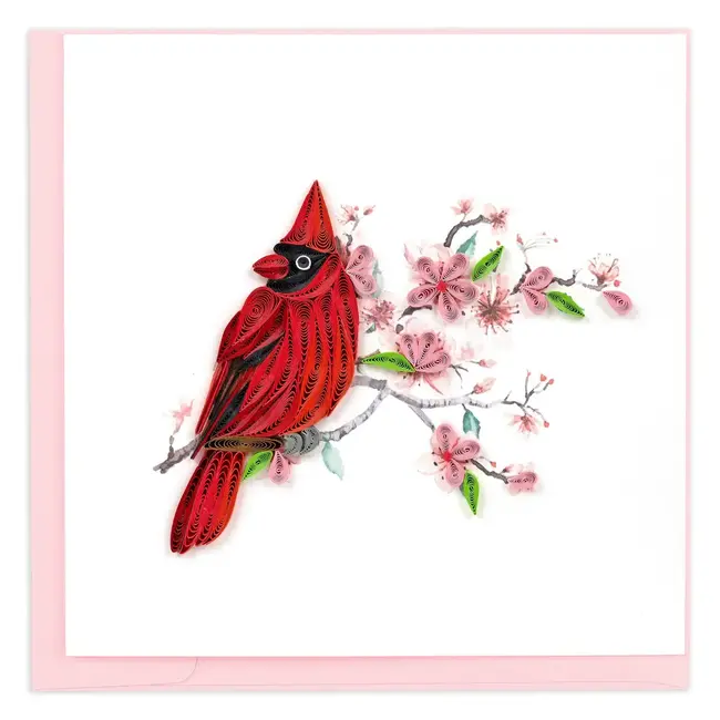 Quilled Card - Cardinal & Cherry Blossom