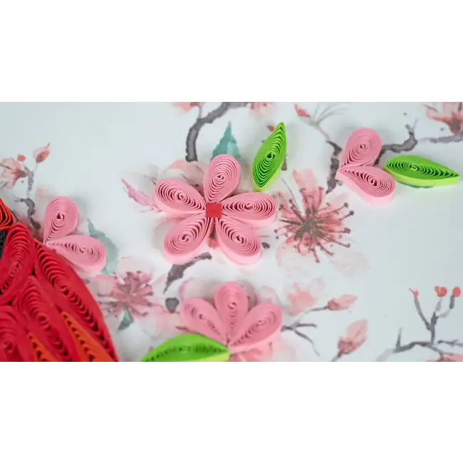 Quilled Card - Cardinal & Cherry Blossom
