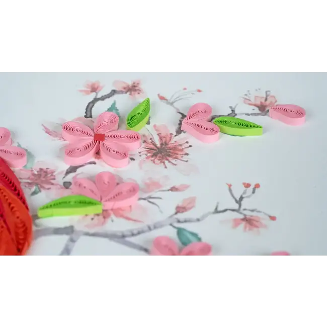 Quilled Card - Cardinal & Cherry Blossom