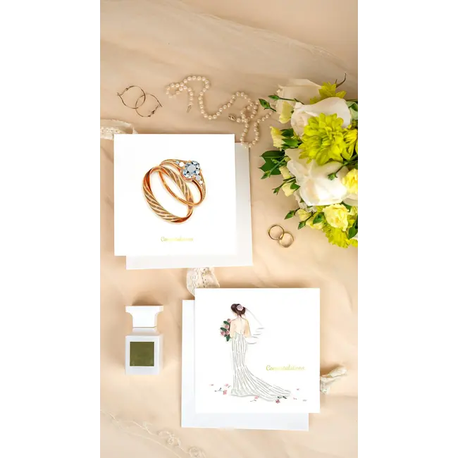 Quilled Card - Gold Wedding Rings