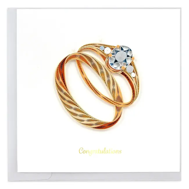Quilled Card - Gold Wedding Rings