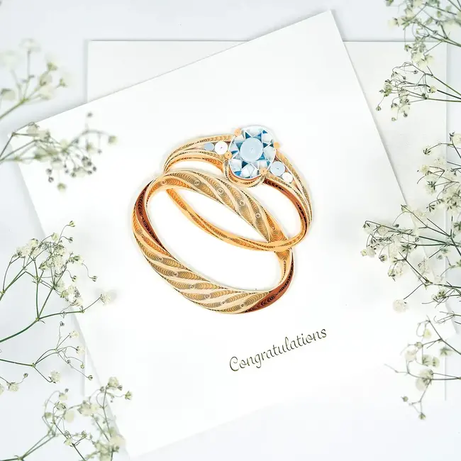 Quilling Card - Gold Wedding Rings