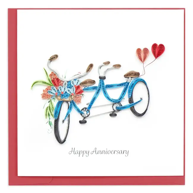Quilled Card - Happy Anniversary Tandem Bicycle