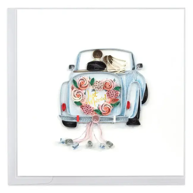 Quilling Card - Just Married Car