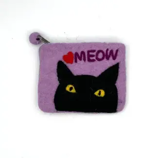 Nepal Coin Purse - Felt Cat's Meow Purple