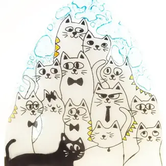 Ecuador Fused Glass Nightlight - Pack of Cats Plotting Ecuador Fused Glass Nightlight - Pack of Cats Plotting