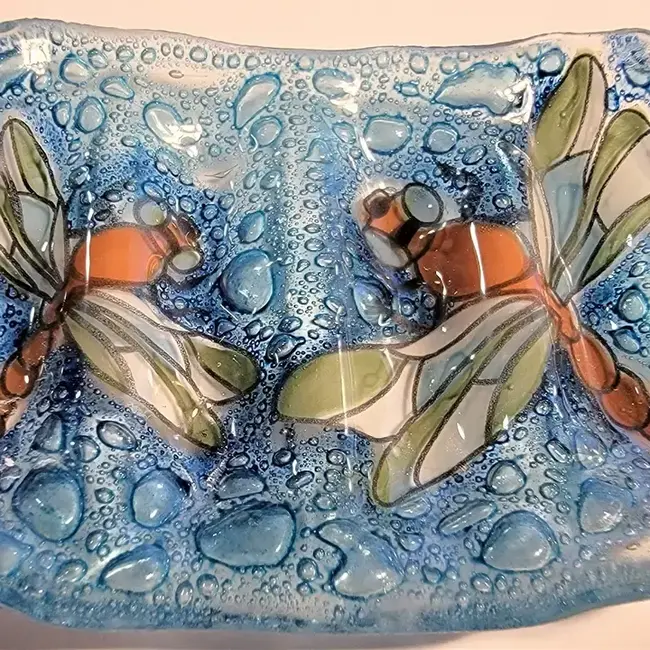 Fused Glass Soap Dish - Dragonfly