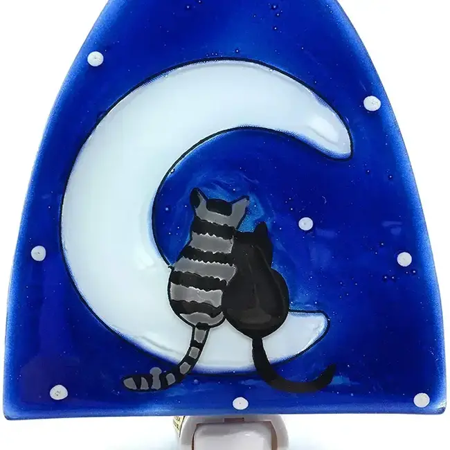 Fused Glass Nightlight - Moon Cats