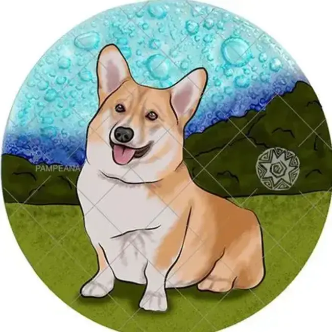 Fused Glass Ornament - Corgi