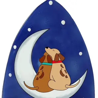 Ecuador Night Light - Fused Glass Dogs on the Moon