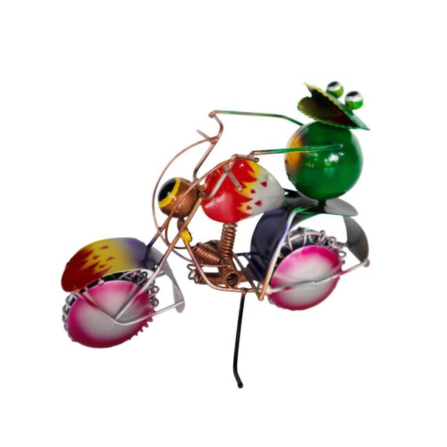 Motorcycle Frog Metal Sculpture