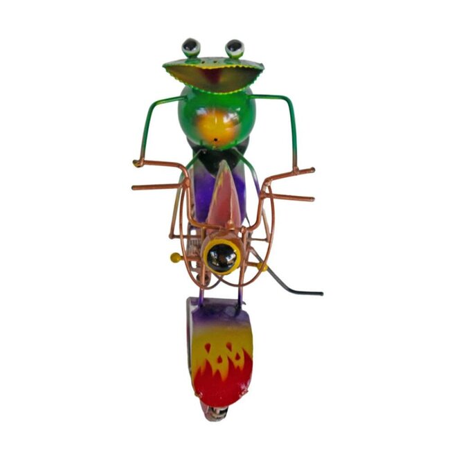Motorcycle Frog Metal Sculpture