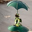 Frog w/ Umbrella Metal Sculpture
