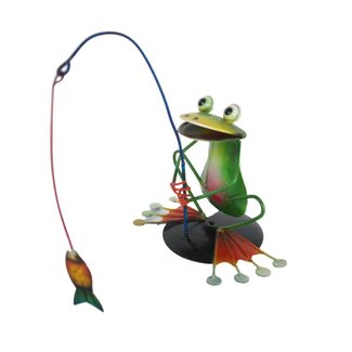 Indonesia Fishing Frog Metal Sculpture Indonesia Fishing Frog Metal Sculpture