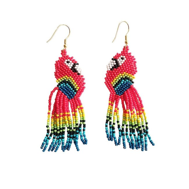 Beaded Parrot Earrings