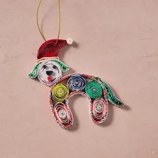 Vietnam Vui Quilled Dog Ornament Vietnam Vui Quilled Dog Ornament