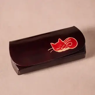 India Eyeglass Case - Leather Kittee