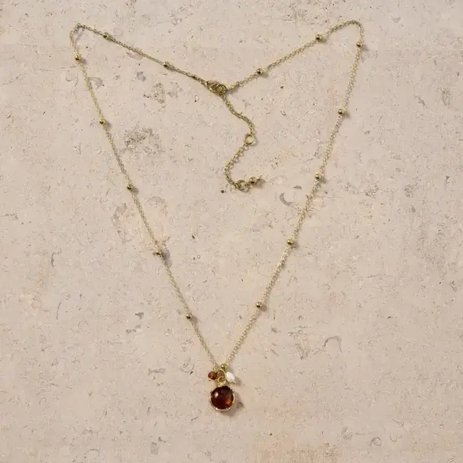 Ambar Glass Bead & Pearl Pendant Necklace