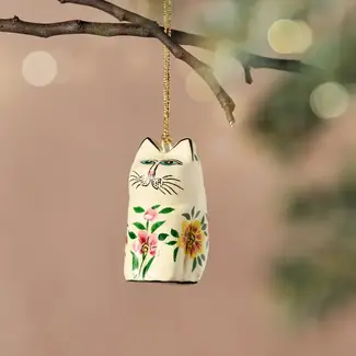 India Junipar Paper Mache Cat Ornament