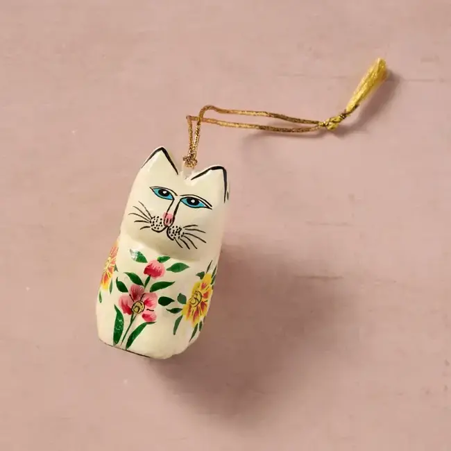 Junipar Paper Mache Cat Ornament