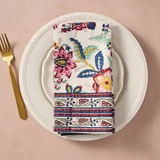India Zaina Floral Blockprint Napkin