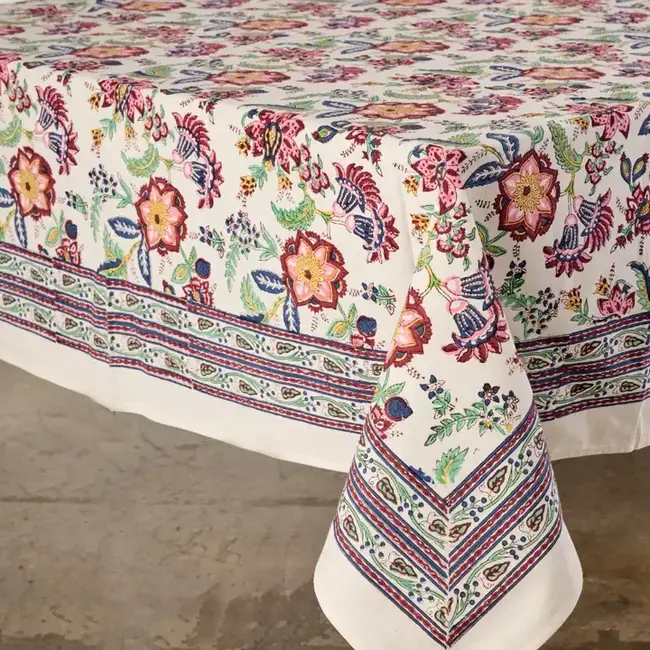 Zaina Floral Blockprint Tablecloth (60x90)