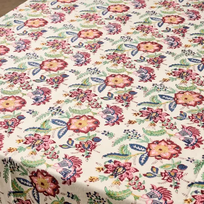 Zaina Floral Blockprint Tablecloth (60x90)