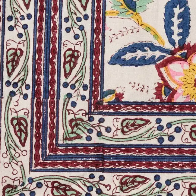 Zaina Floral Blockprint Tablecloth (60x90)