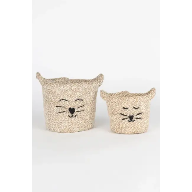 Cat Face Jute Basket