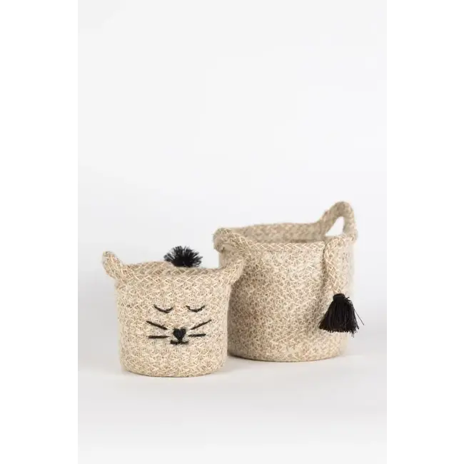 Cat Face Jute Basket