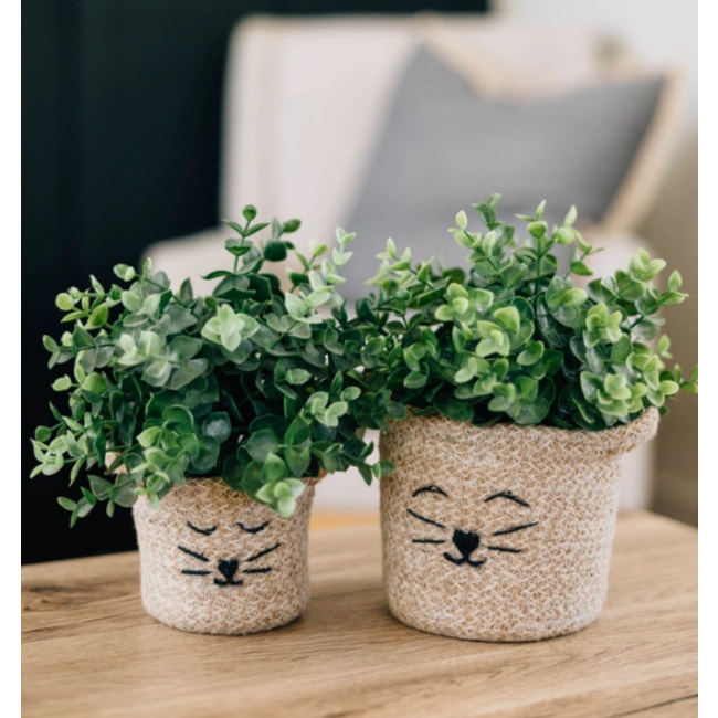 Cat Face Jute Basket