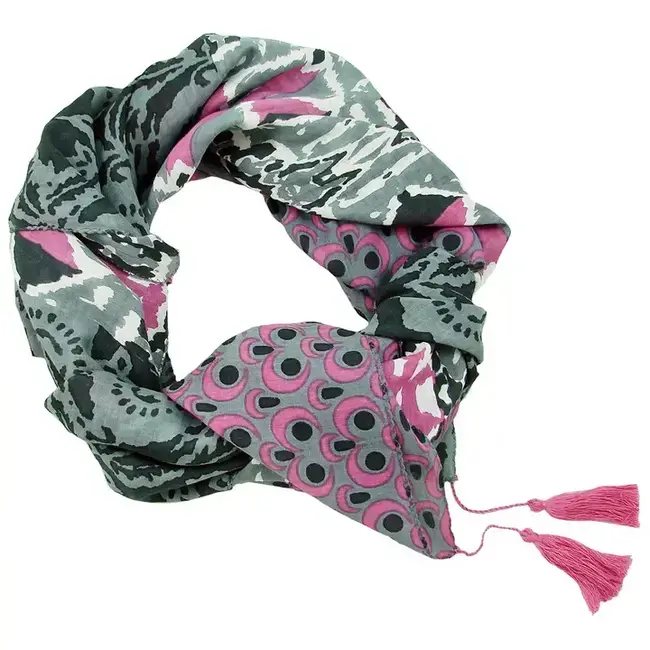 CLEARANCE Ikat Patchwork Scarf - Gray