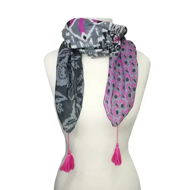 Ikat Patchwork Scarf - Gray