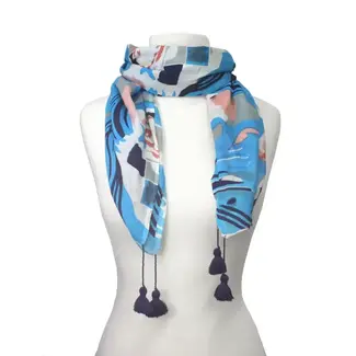 India Topography Scarf/Sarong - Turquoise