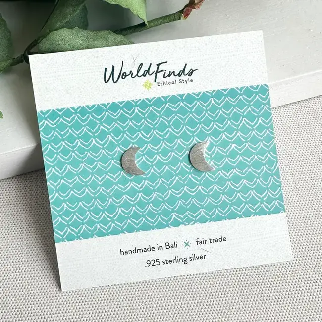 Half Moon Sterling Silver Posts