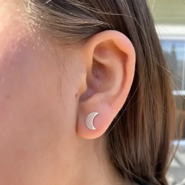 Half Moon Sterling Silver Posts