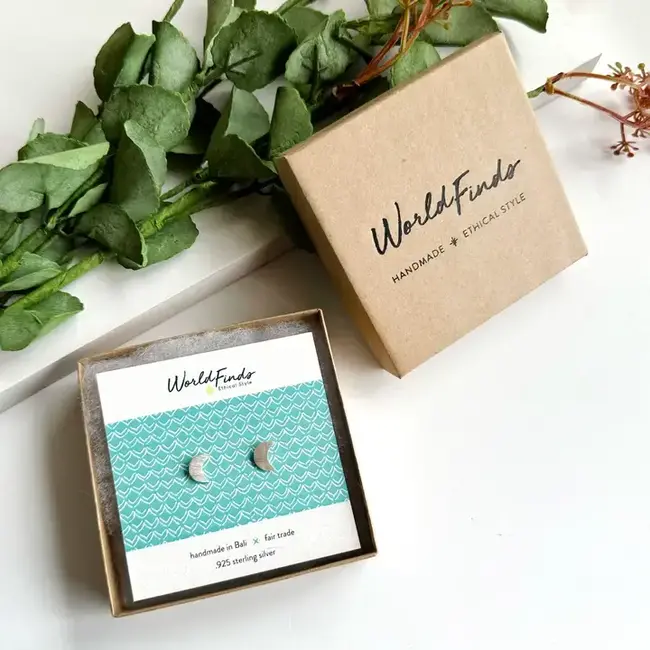 Half Moon Sterling Silver Posts