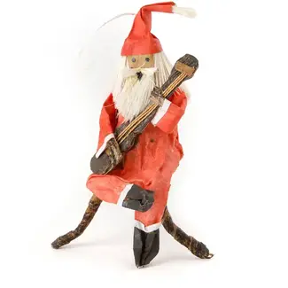 Kenya Strumming Santa Claus Holiday Ornament