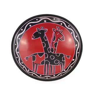 Kenya Friendly Giraffes Soapstone Bowl