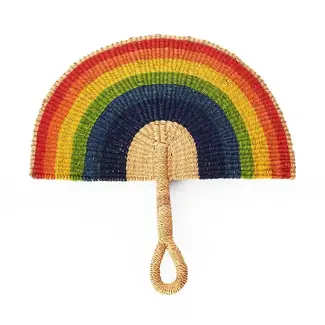Ghana Rainbow Elephant Grass Half-Moon Hand Fan