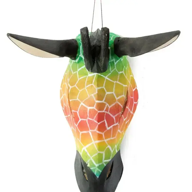 Hand Painted Jacaranda Giraffe Mask